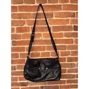 Stone Mountain Black Pebbled Leather Shoulder Bag Crossbody‎